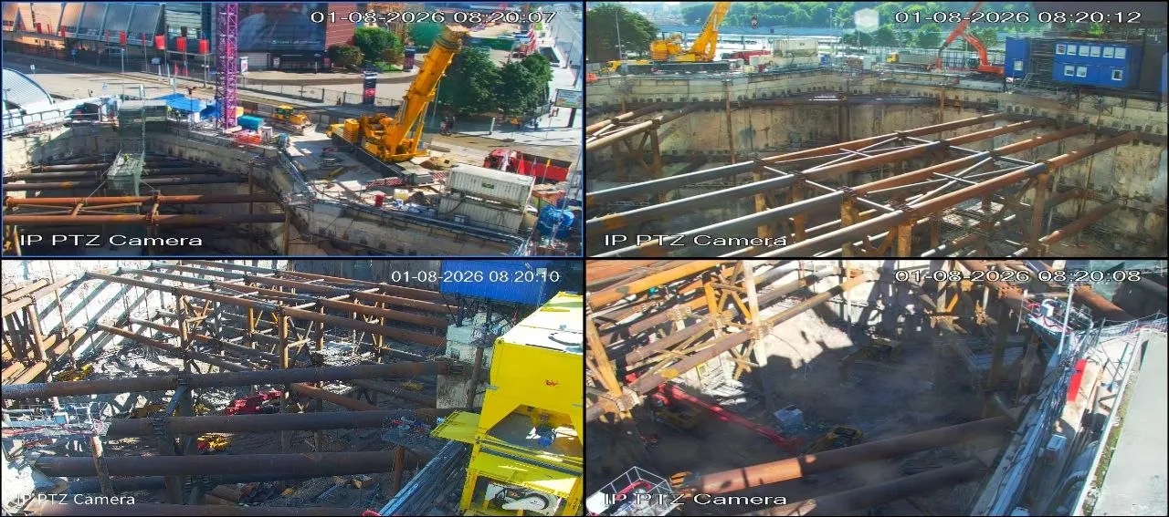 Видеонаблюдение на стройке бизнес-центра «Багратион» в Москве: PTZ-камеры над котлованом и краном